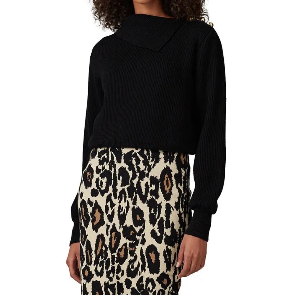 Milly Black Fold Over Sweater